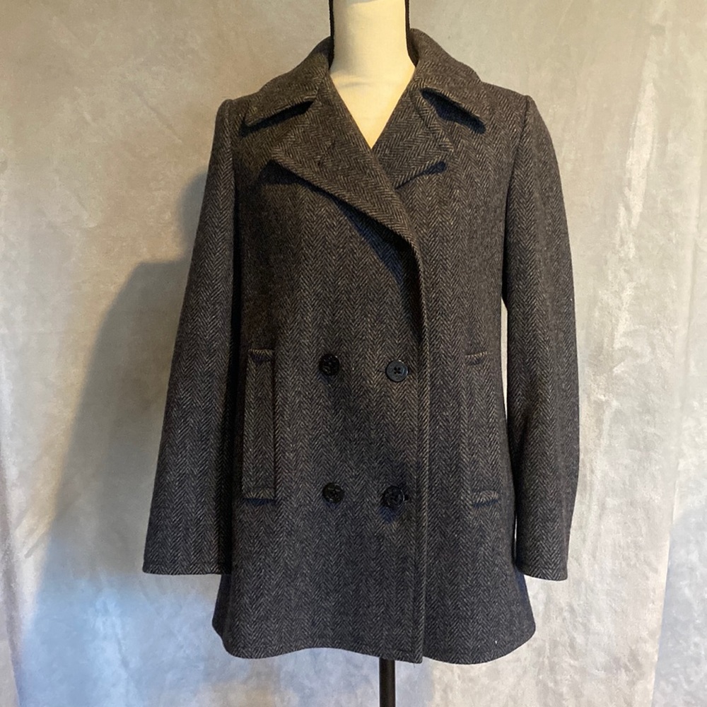 Vintage USA made navy tweed pea coat